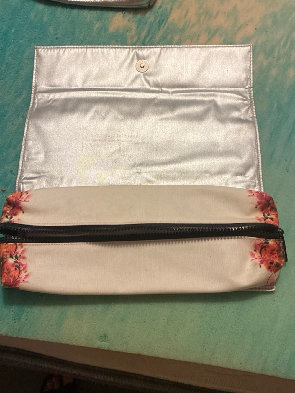 Cream Floral Accent Hair Accessory Pouch by